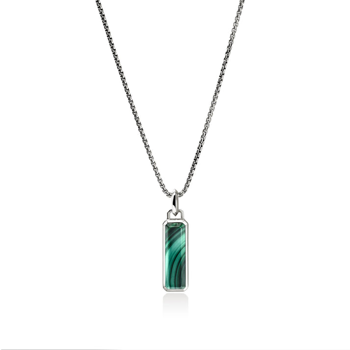 Malachite Talisman Necklace, Sterling Silver|NMS988001MH
