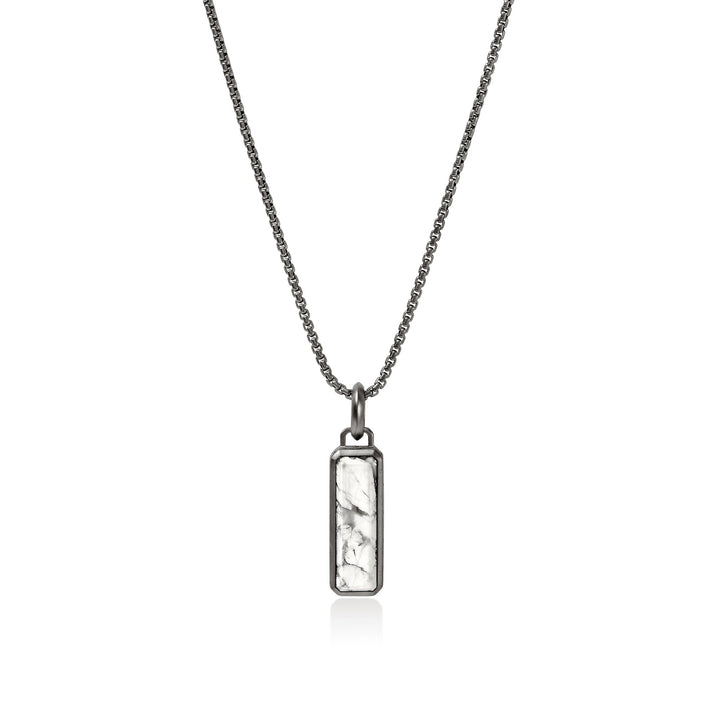 Howlite Talisman Necklace, Dark Silver|NMS988001SMBRDWHL