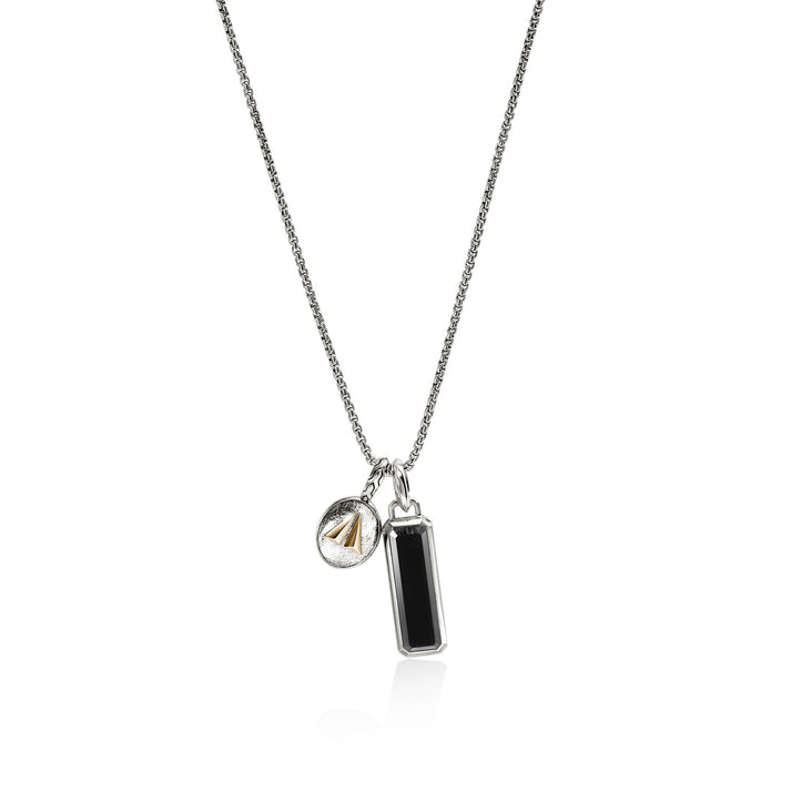 Split Gate Talisman Necklace, Gold, Sterling Silver, Black Onyx|NMZZ98845BON
