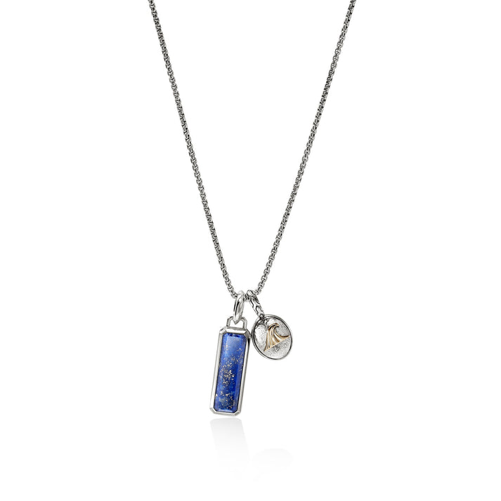 Wave Talisman Necklace, Gold, Sterling Silver, Lapis Lazuli|NMZZS989061LPZ