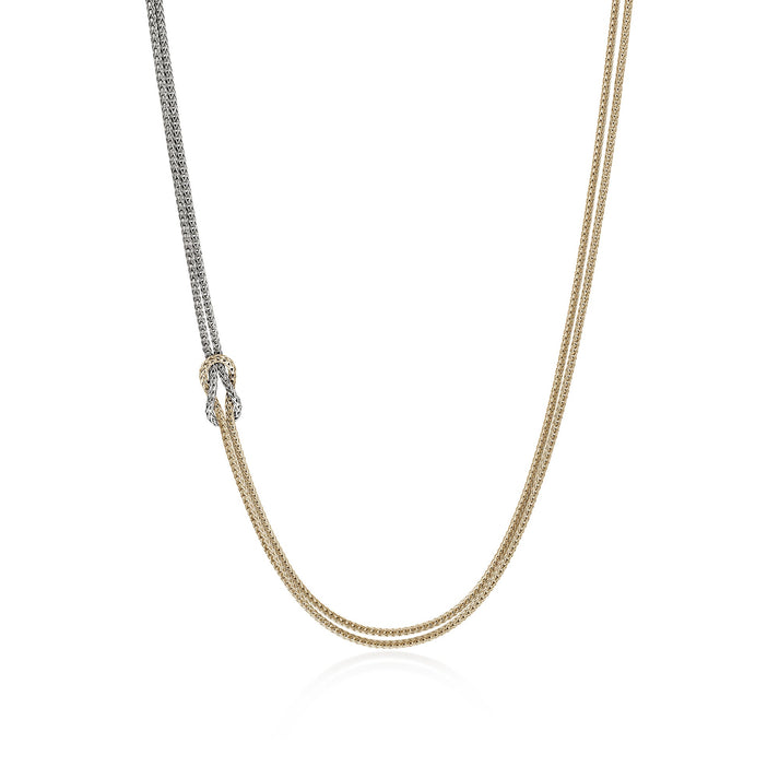 Love Knot Necklace, Gold, Sterling Silver, 3.6MM|NZZ98756