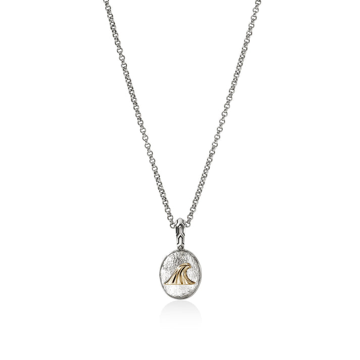 Wave Talisman Necklace, Gold, Sterling Silver|NZZ98823