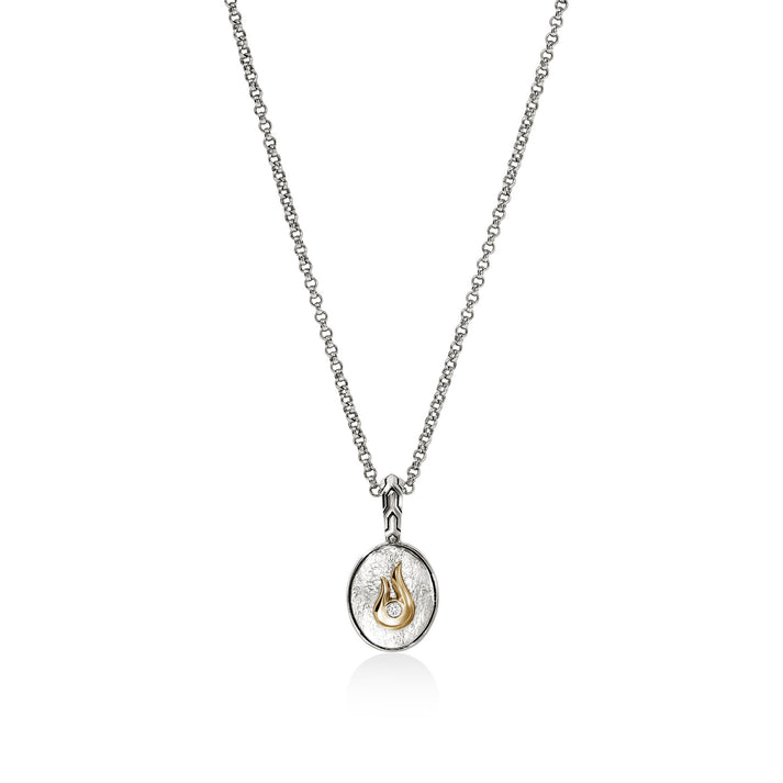Flame Talisman Necklace, Gold, Sterling Silver, Diamonds|NZZP988242DI