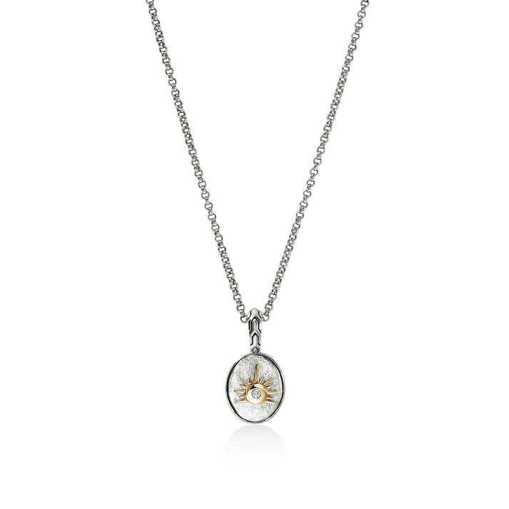 Sun Talisman Necklace, Gold, Sterling Silver, Diamonds|NZZP988252DI