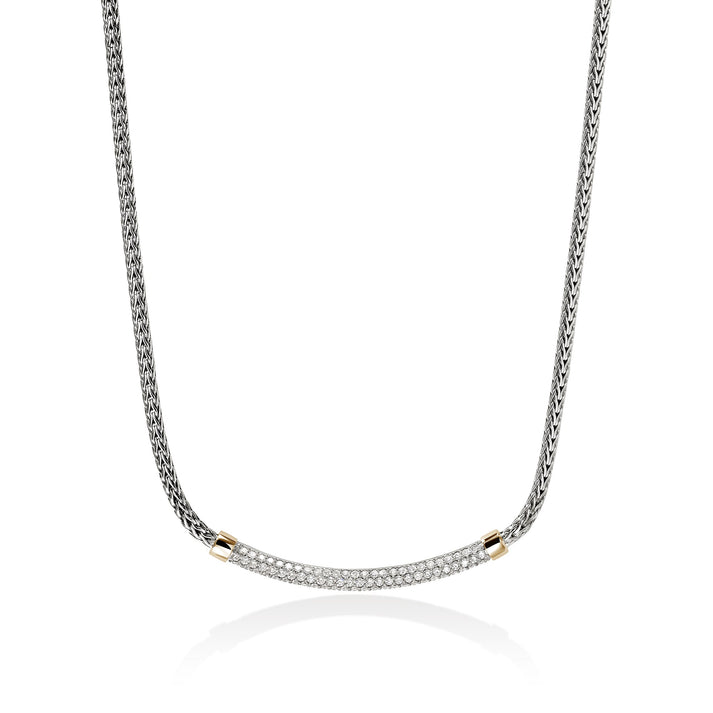 JH Essential Pave Necklace, Gold, Sterling Silver, Diamonds, 2.5MM|NZZP988652DI