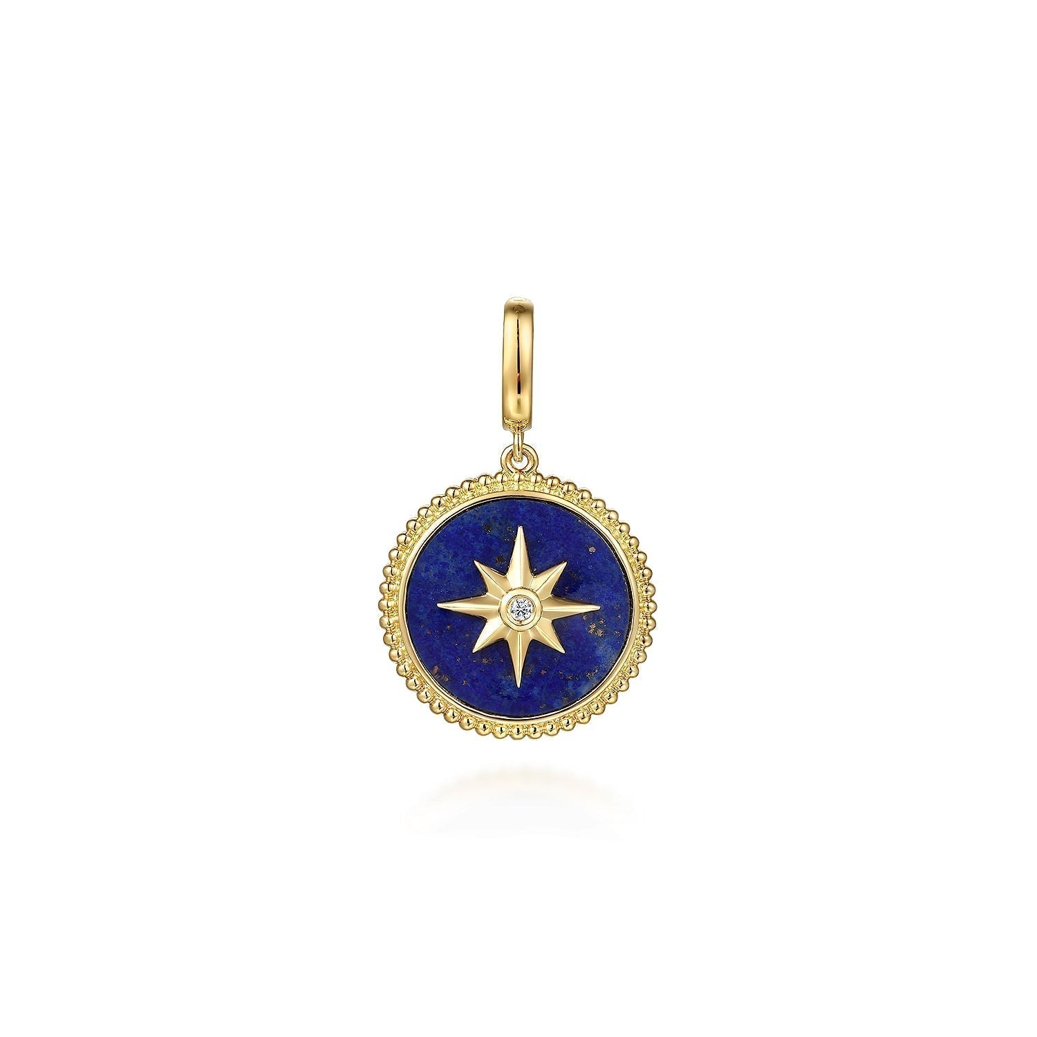 14K Yellow Gold Diamond and Lapis Bujukan Medallion Pendant in Size 18mm With Detachable Bail  PT6645Y45LP - Dejaun Jewelers