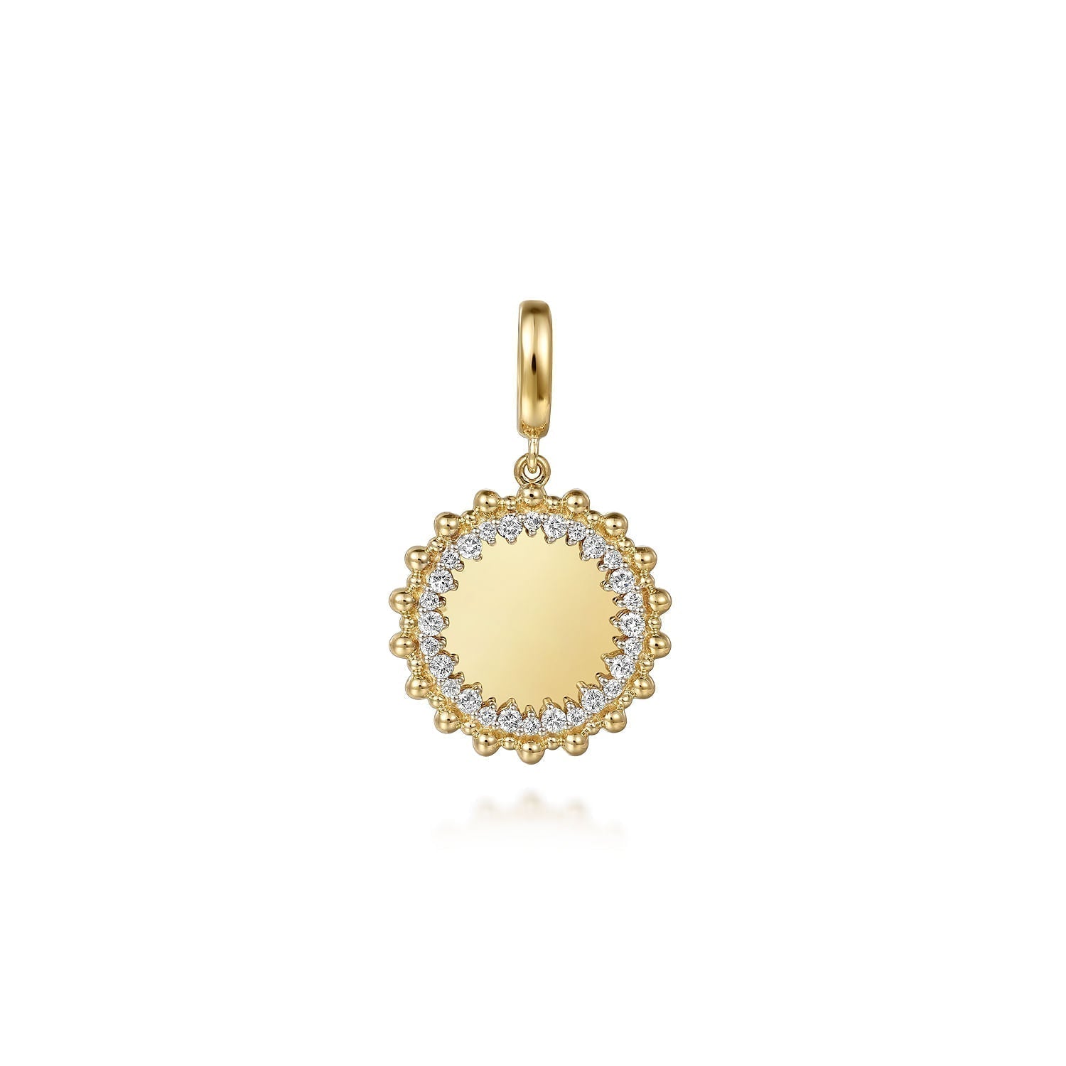 14K Yellow Gold Bujukan Diamond 18mm Round Shape Personalize Medallion Pendant With Detachable Bail PT7580Y45JJ - Dejaun Jewelers