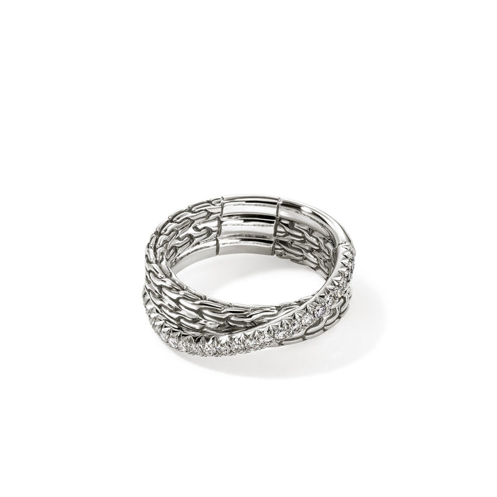 JH Essential Pavé Crossover Ring, Sterling Silver, Diamonds|RBP987152DI