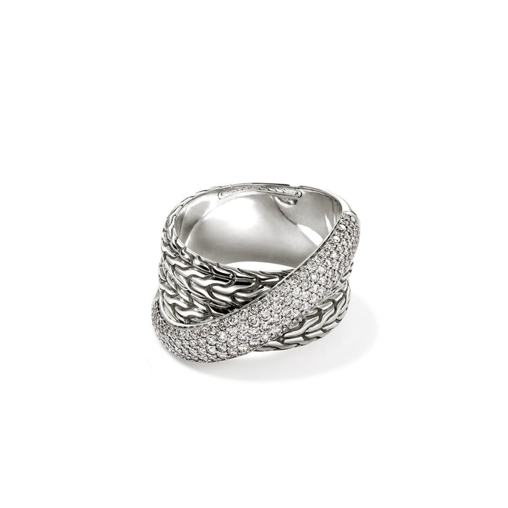 JH Essential Pavé Crossover Ring, Sterling Silver, Diamonds|RBP987162DI