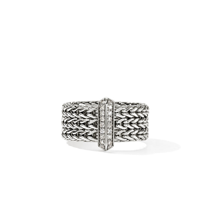 Icon Link Bar Ring, Sterling Silver, Diamonds, 9MM|RBP989532DI