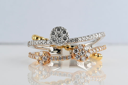 Bypass tricolor diamond ring