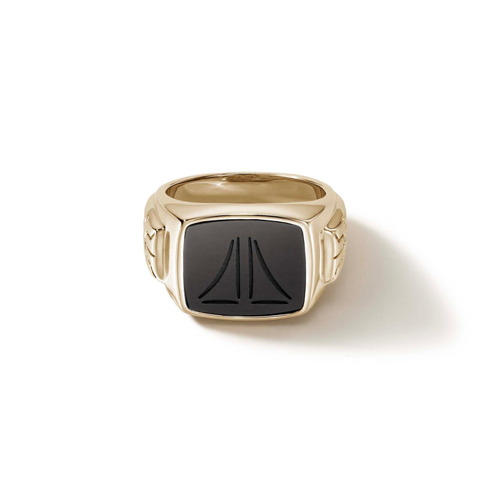 Carved Signet Ring, Gold|RMGGS9010991BON