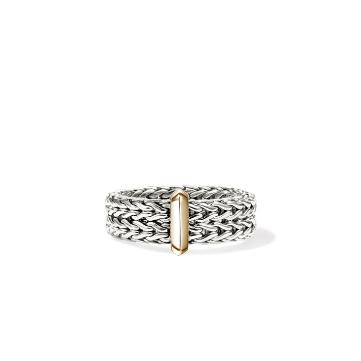 Icon Link Bar Ring, Sterling Silver, Gold, 6MM|RZZ98736