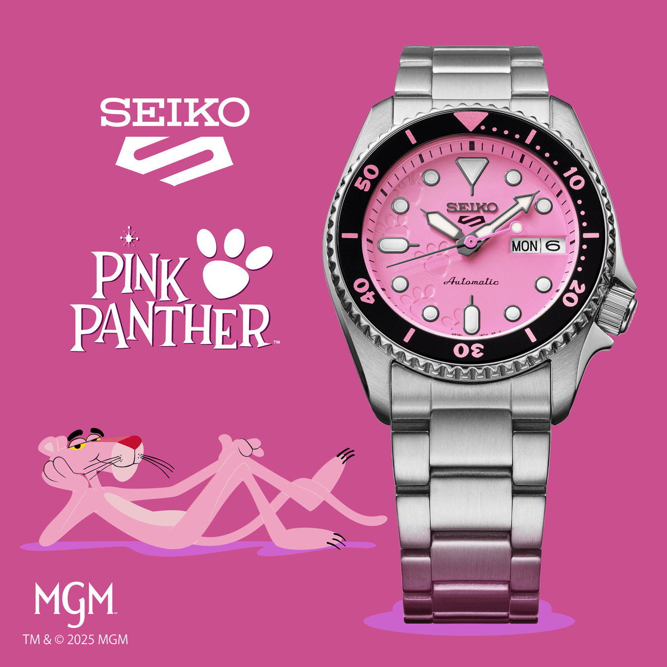 Seiko 5 Sports Pink Panther Limited Edition Watch SRPM07