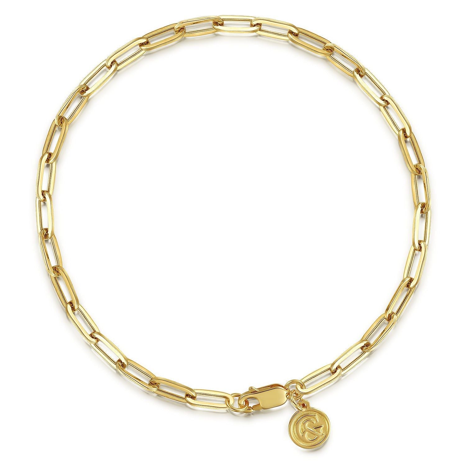 7 inch 14K Yellow Gold Hollow Paperclip Chain Bracelet TB4674Y4JJJ - Dejaun Jewelers