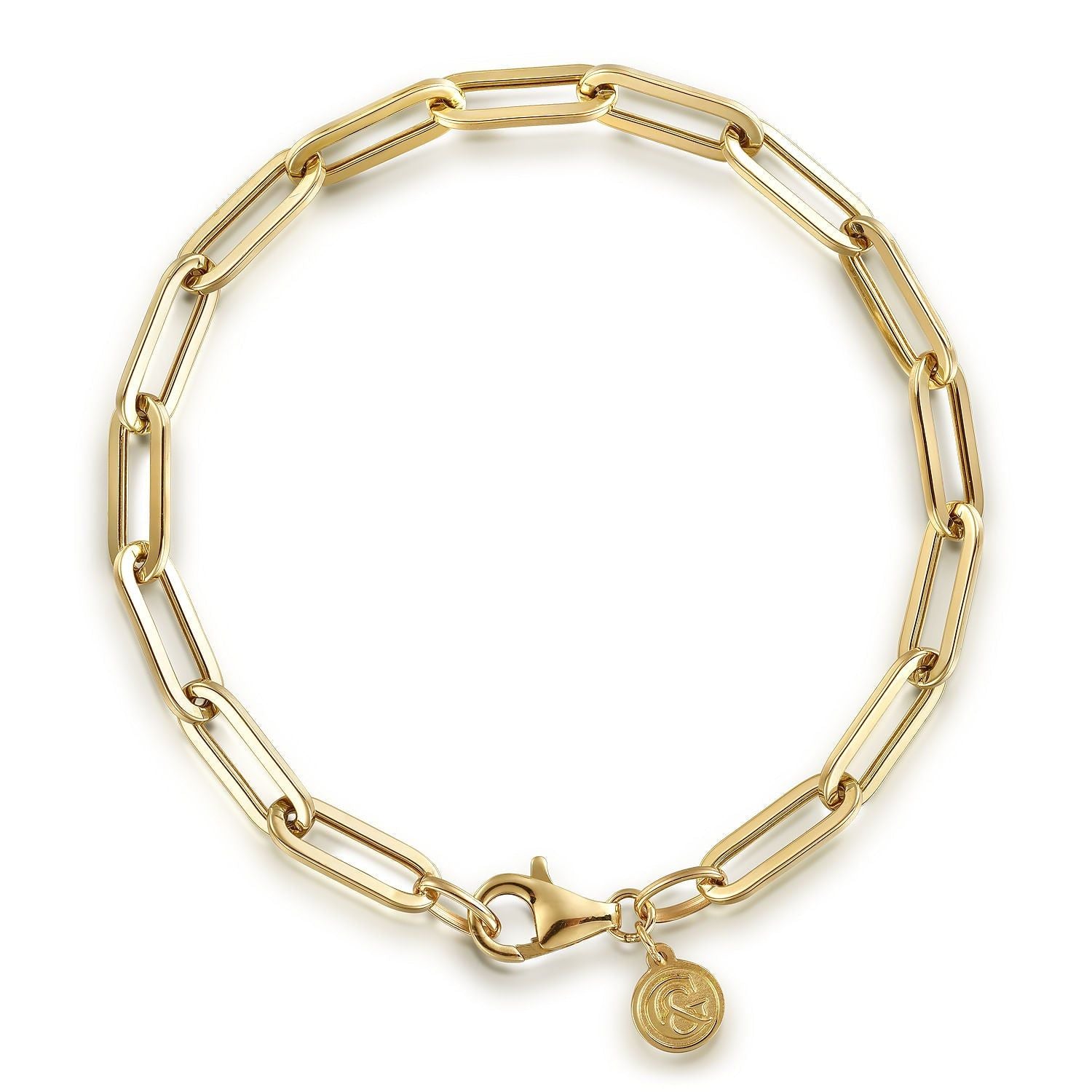 7 inch 14K Yellow Gold Hollow Paperclip Chain Bracelet TB4678Y4JJJ - Dejaun Jewelers