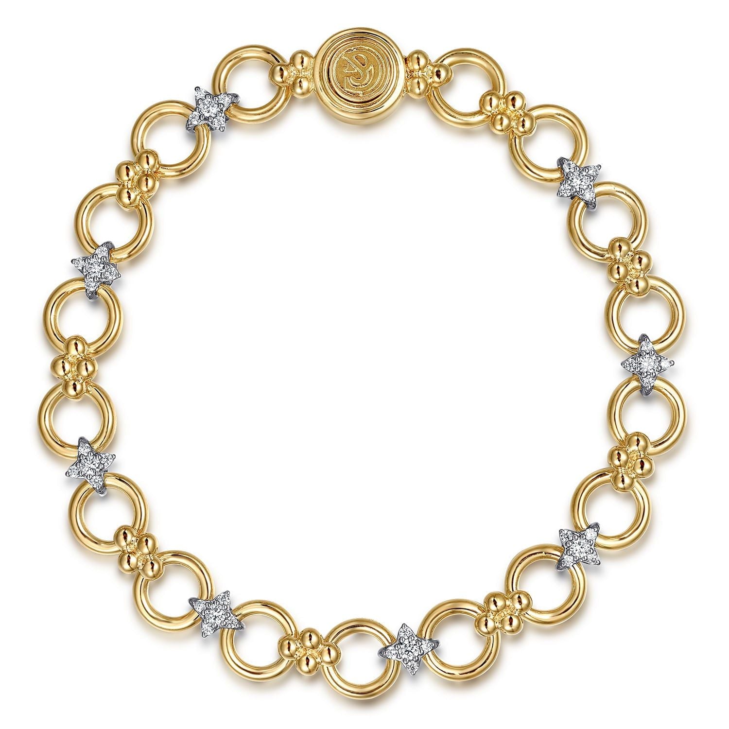 14K White & Yellow Gold Bujukan Diamond and Hollow Link Chain Bracelet TB5061M45JJ - Dejaun Jewelers
