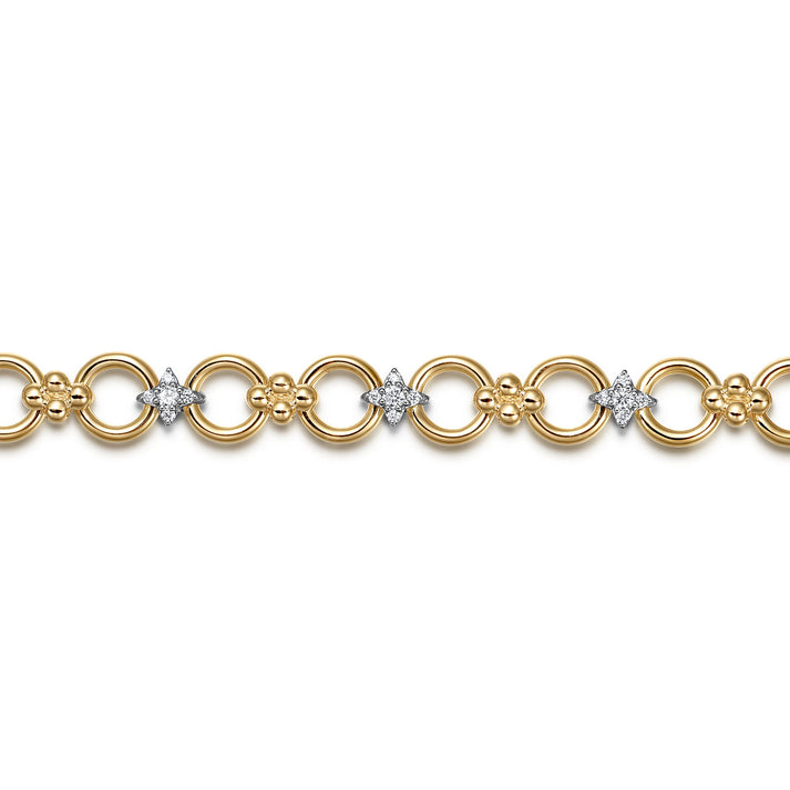 14K White & Yellow Gold Bujukan Diamond and Hollow Link Chain Bracelet TB5061M45JJ