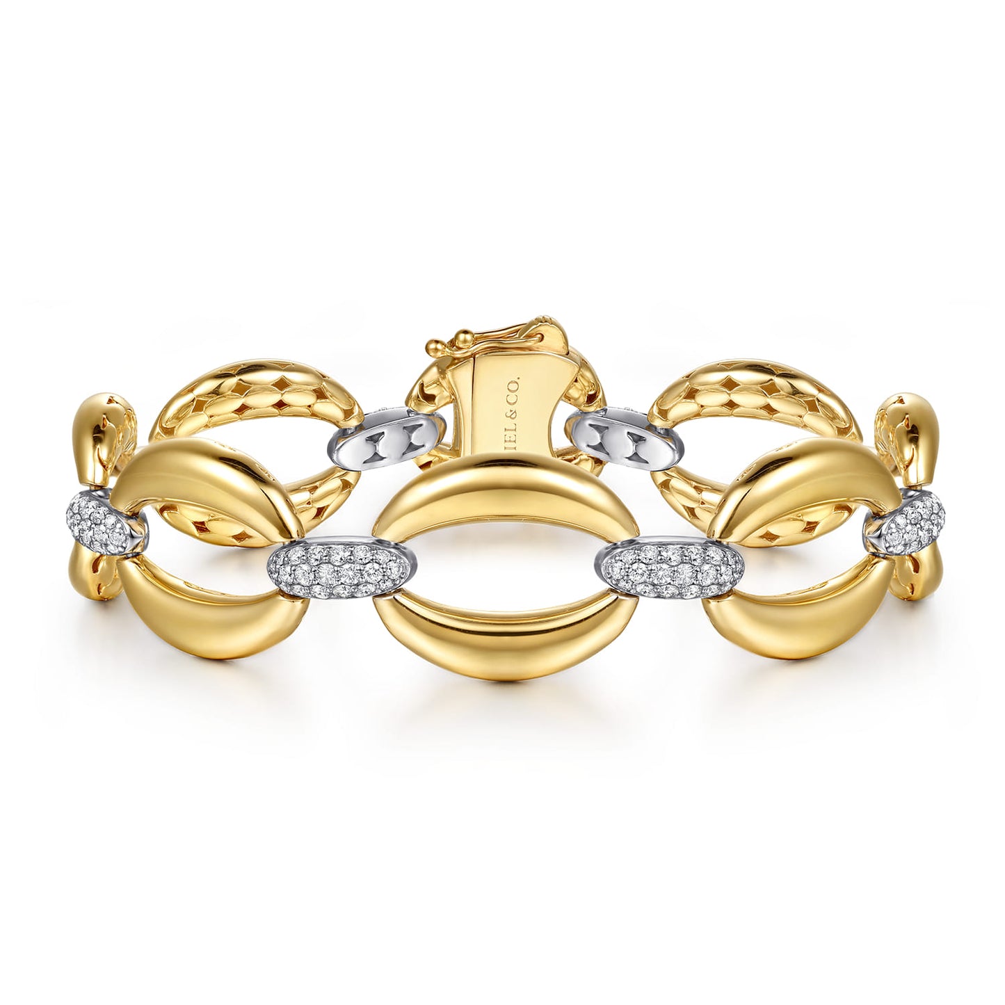 14K White & Yellow Gold Diamond Link Chain Bracelet TB5129M45JJ