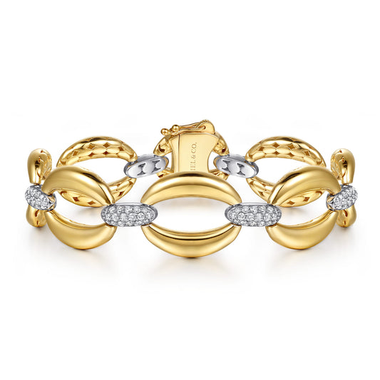 14K White & Yellow Gold Diamond Link Chain Bracelet TB5129M45JJ