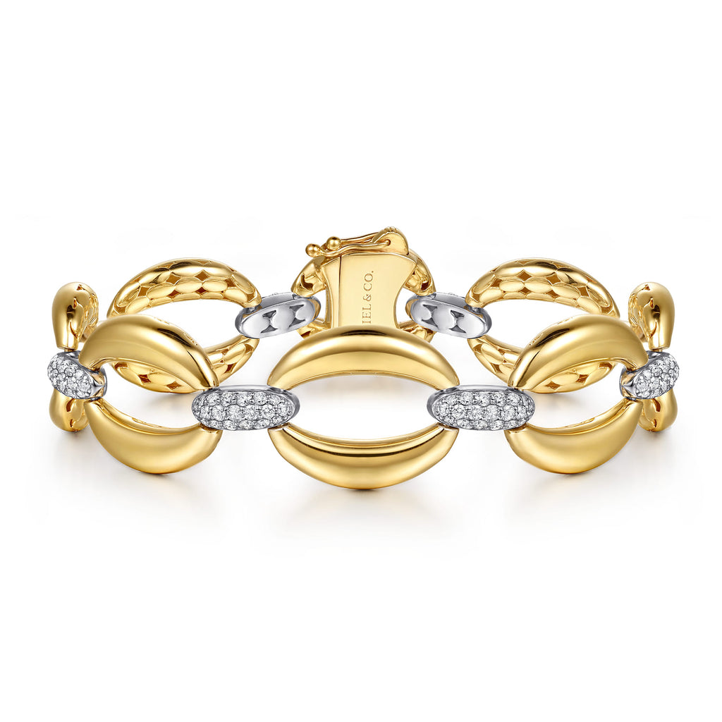 14K White & Yellow Gold Diamond Link Chain Bracelet TB5129M45JJ