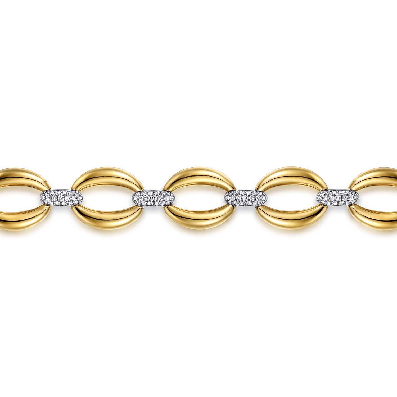 14K White & Yellow Gold Diamond Link Chain Bracelet TB5129M45JJ - Dejaun Jewelers