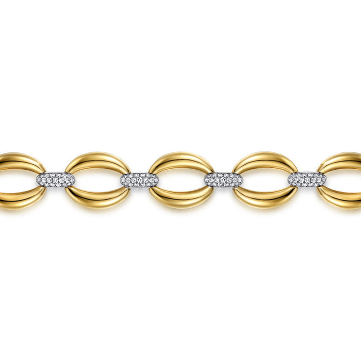 14K White & Yellow Gold Diamond Link Chain Bracelet TB5129M45JJ