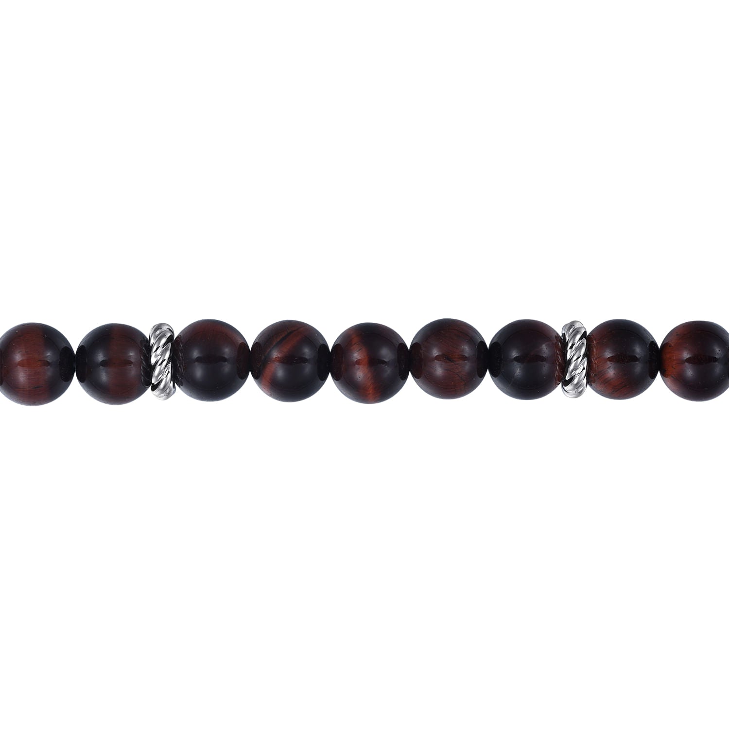 925 Sterling Silver 8mm Tiger Eye Beaded Bracelet TBM2080-85SVJTE - Dejaun Jewelers