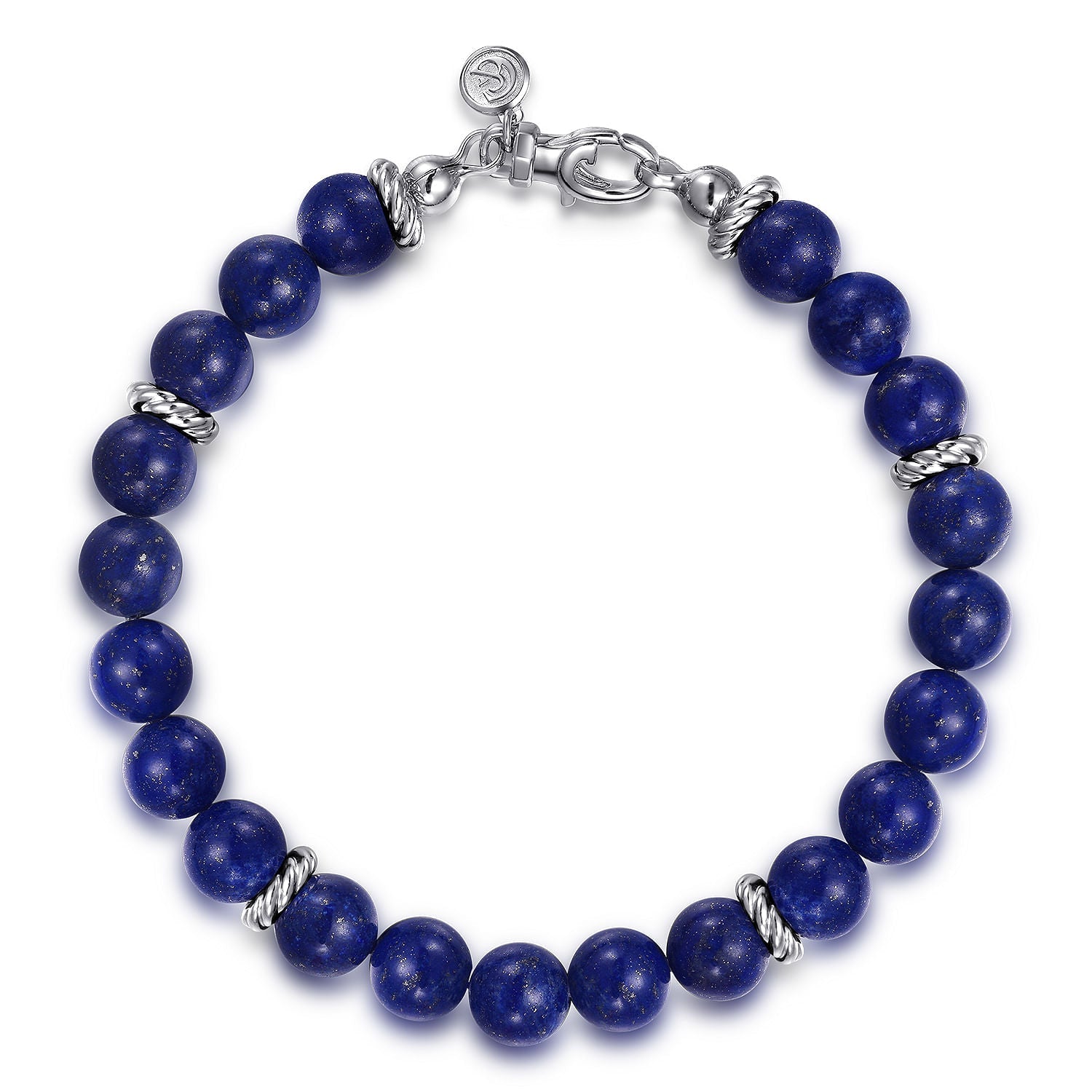 Sterling Silver and 8mm Lapis Beaded Bracelet TBM2080SVJLP - Dejaun Jewelers