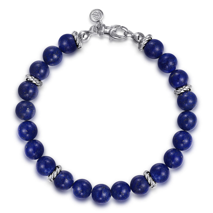 Sterling Silver and 8mm Lapis Beaded Bracelet TBM2080SVJLP