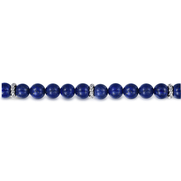 Sterling Silver and 8mm Lapis Beaded Bracelet TBM2080SVJLP