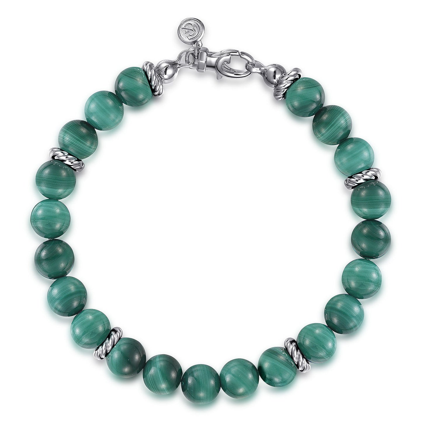 Sterling Silver and 8mm Malachite Beaded Bracelet TBM2080SVJMA