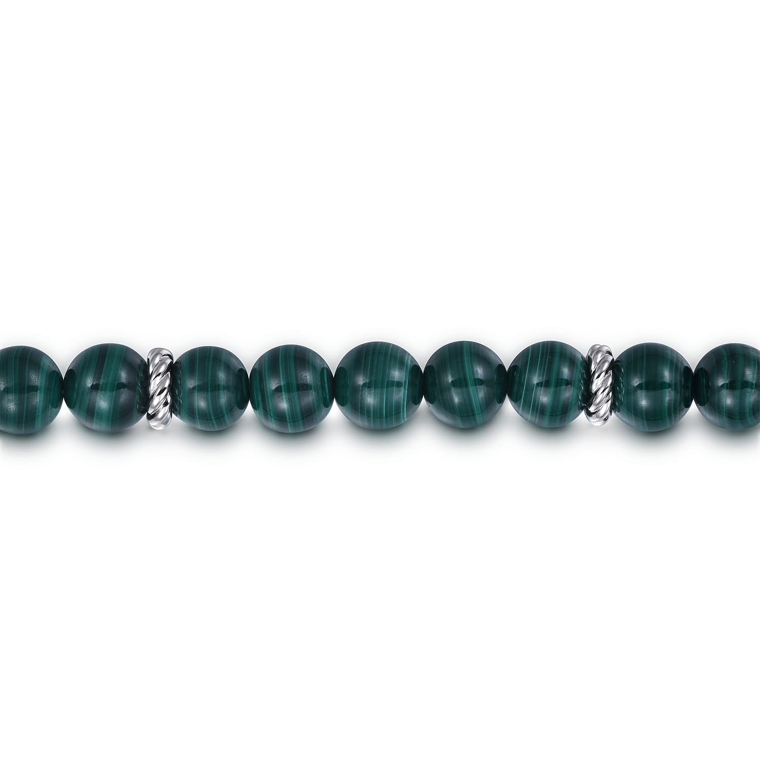 Sterling Silver and 8mm Malachite Beaded Bracelet TBM2080SVJMA - Dejaun Jewelers