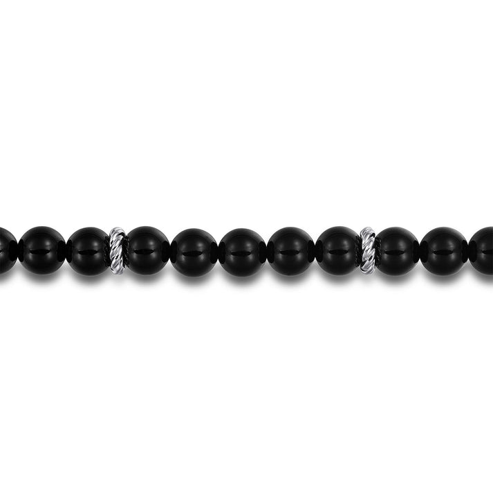 Sterling Silver and 8mm Onyx Beaded Bracelet TBM2080SVJOX