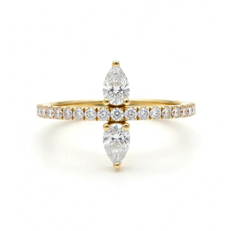 Dual Pear Diamond Ring Yellow Gold