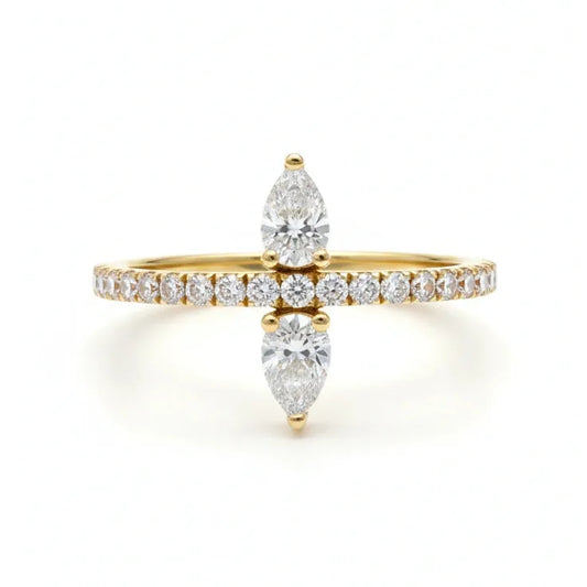 Dual Pear Diamond Ring Yellow Gold