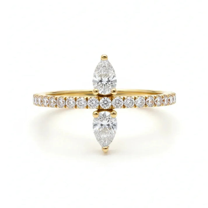 Dual Pear Diamond Ring Yellow Gold