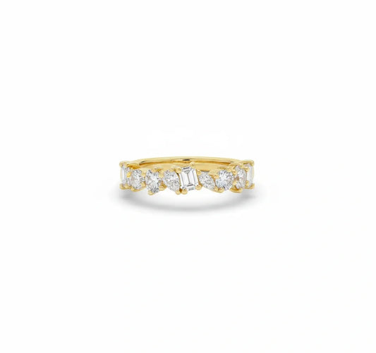 Mixed Diamond 3/4 Eternity Ring Yellow Gold
