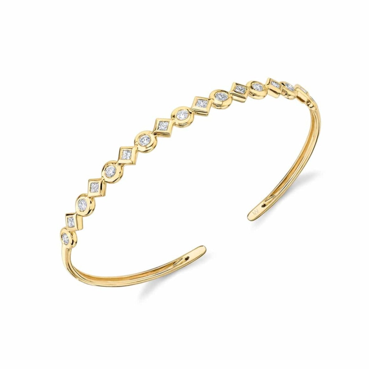 MICHAEL M Bezel Mixed Shape Cuff Bracelet BR419