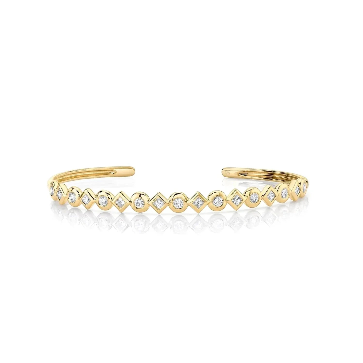 Bezel Mixed Shape Cuff Bracelet
