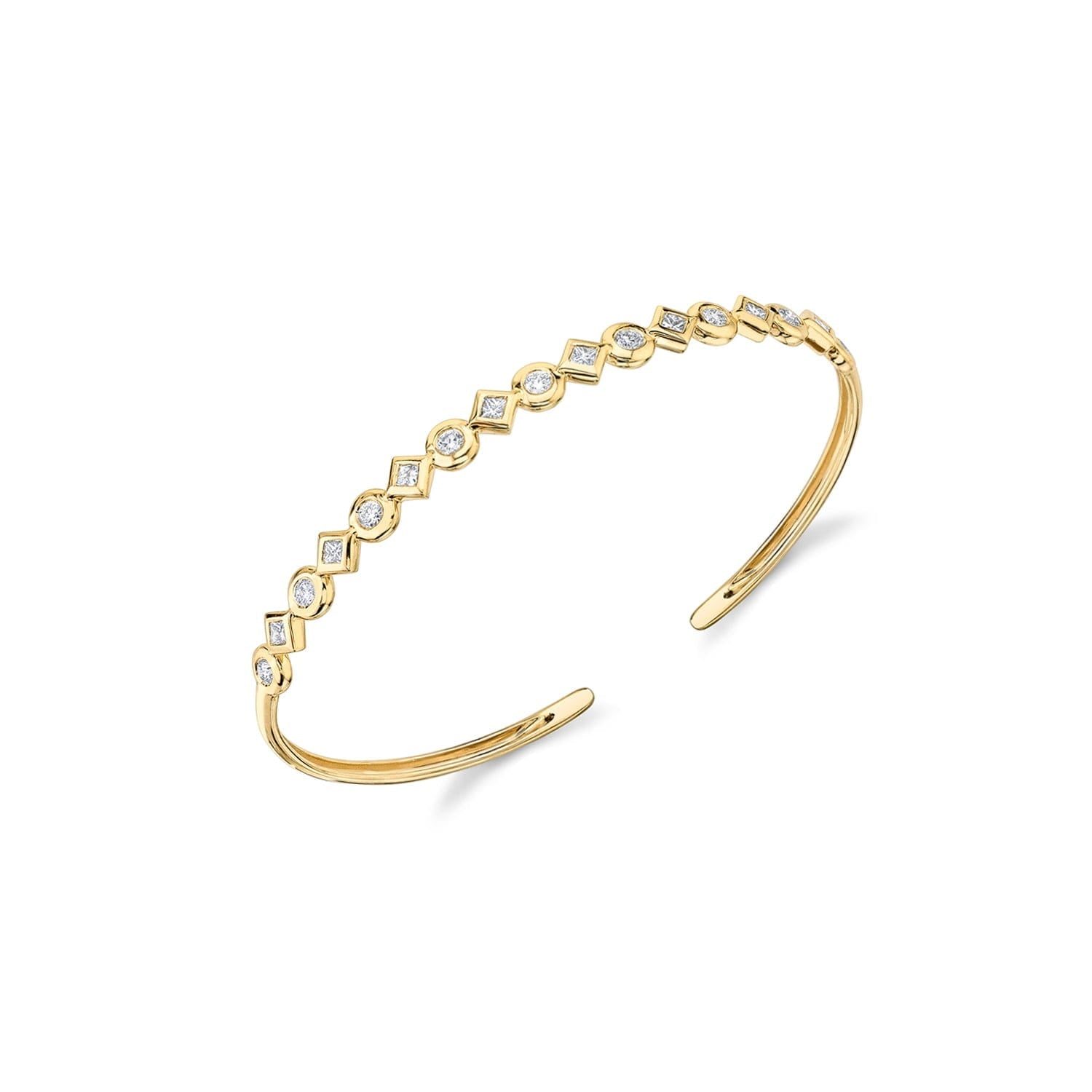 Bezel Mixed Shape Cuff Bracelet