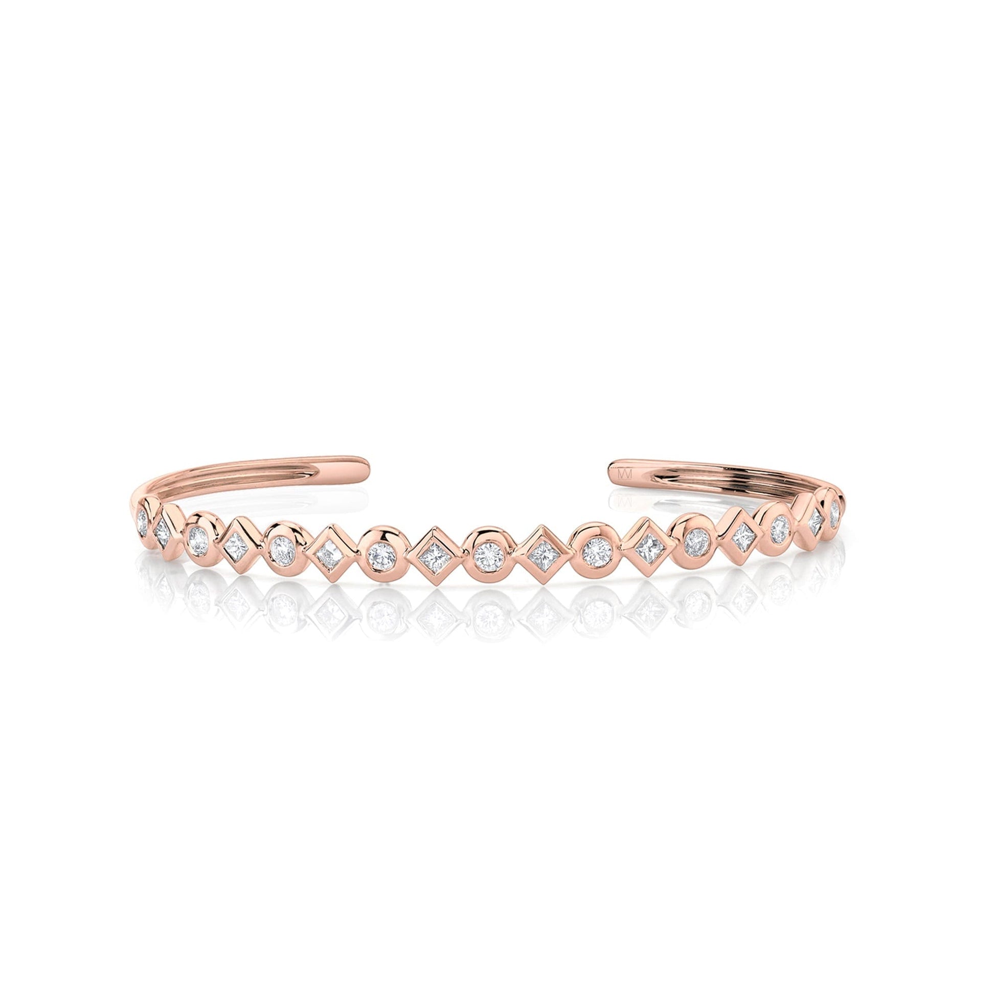 Bezel Mixed Shape Cuff Bracelet