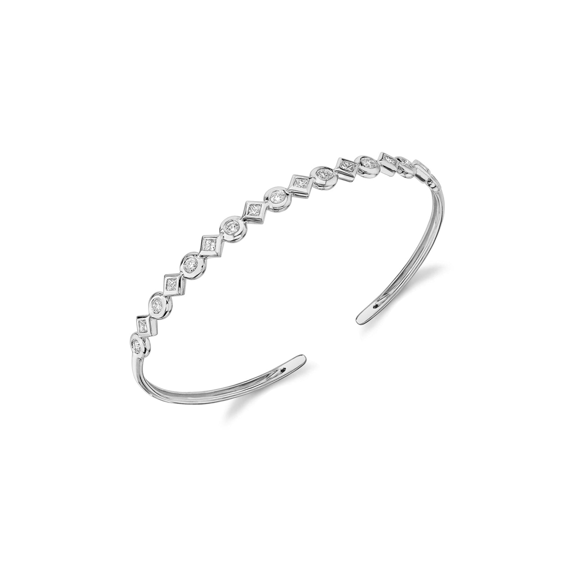 Bezel Mixed Shape Cuff Bracelet