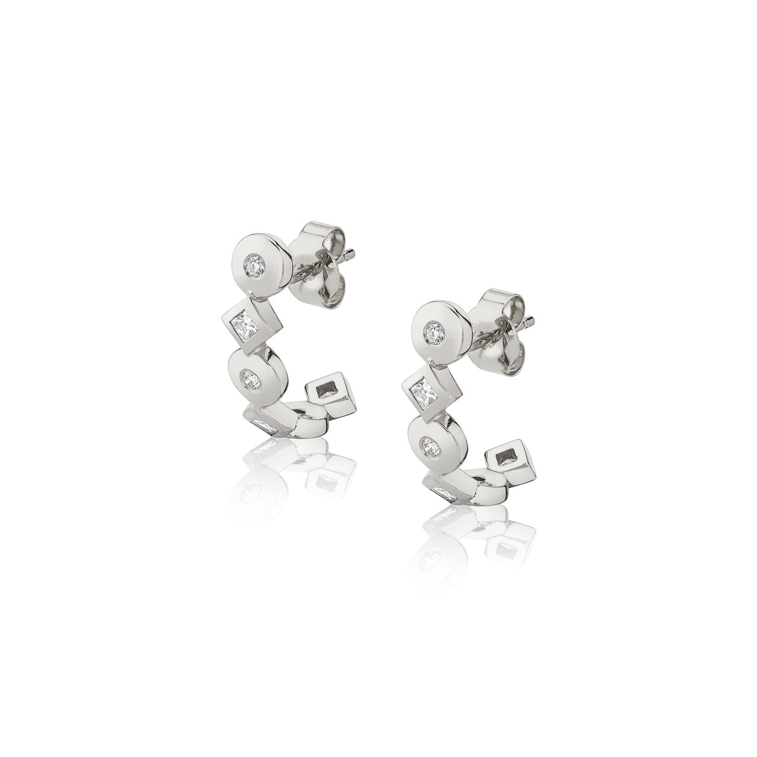 Mixed Shape Bezel Huggies