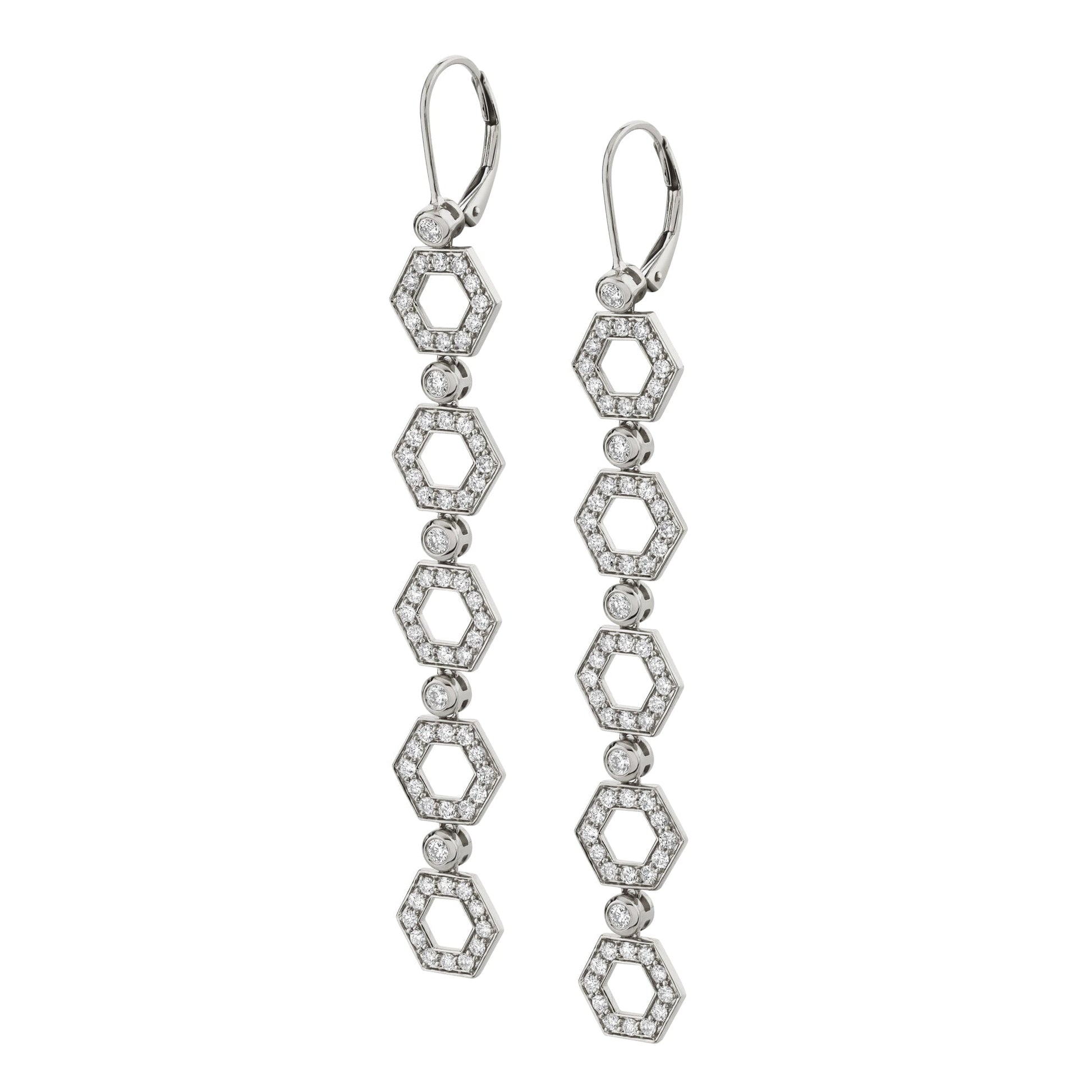 Pavé Hex Long Infinity Earrings