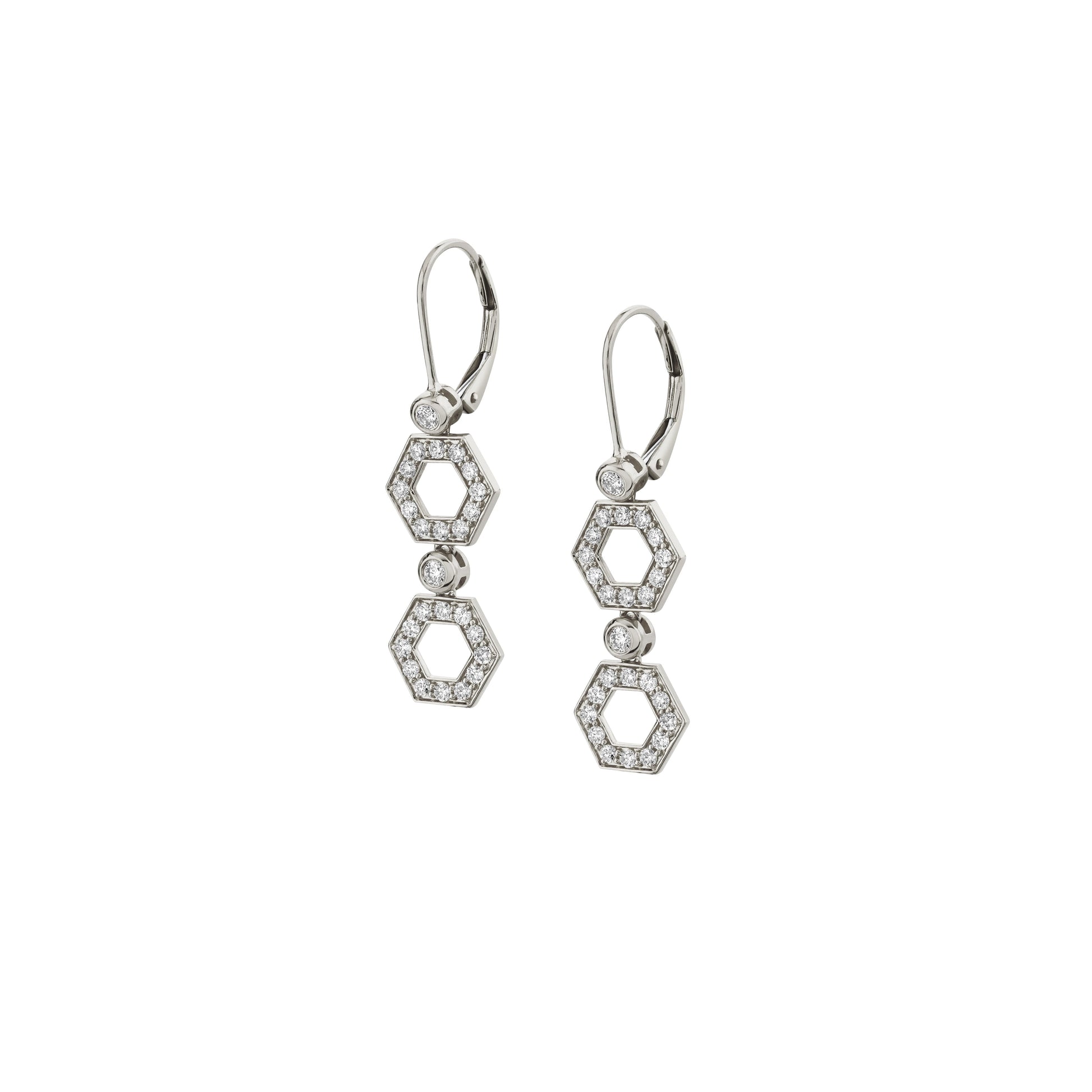 Pavé Hex Short Infinity Earrings