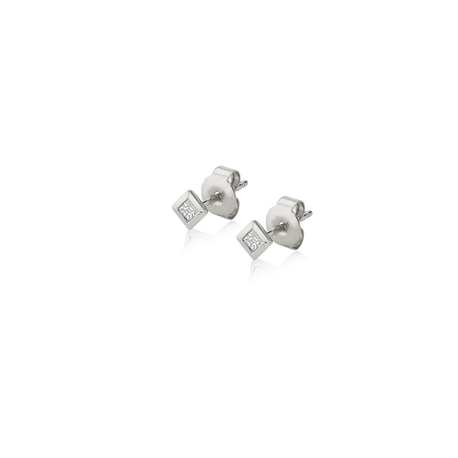 Princess Bezel Stud Earrings
