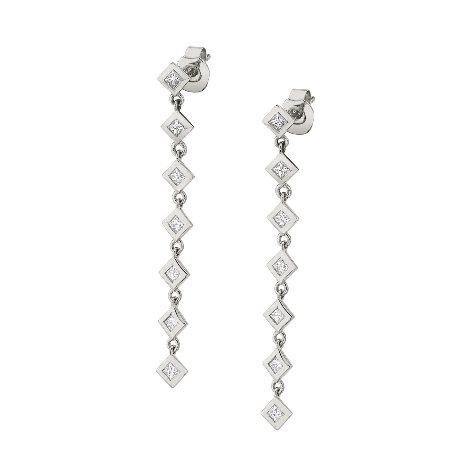 Princess Bezel Tennis Earrings