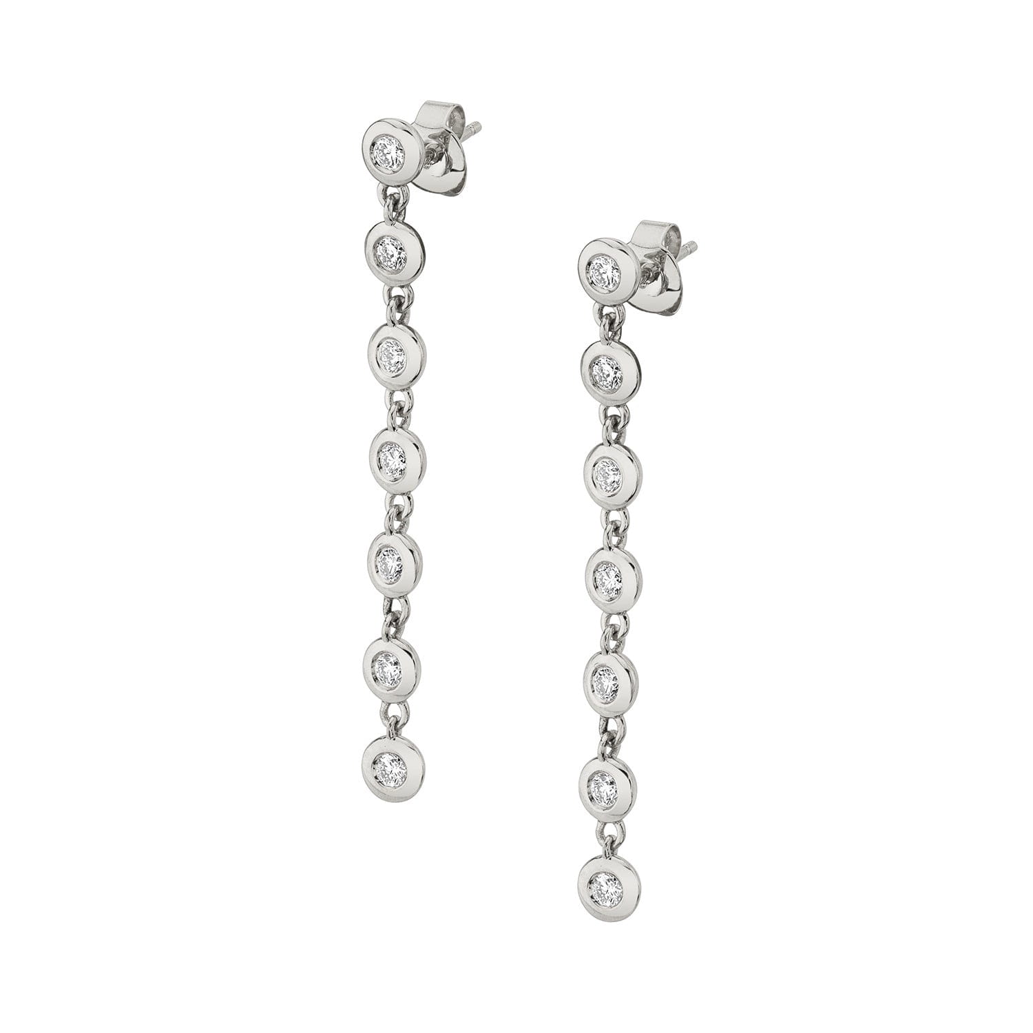 Round Bezel Tennis Earrings