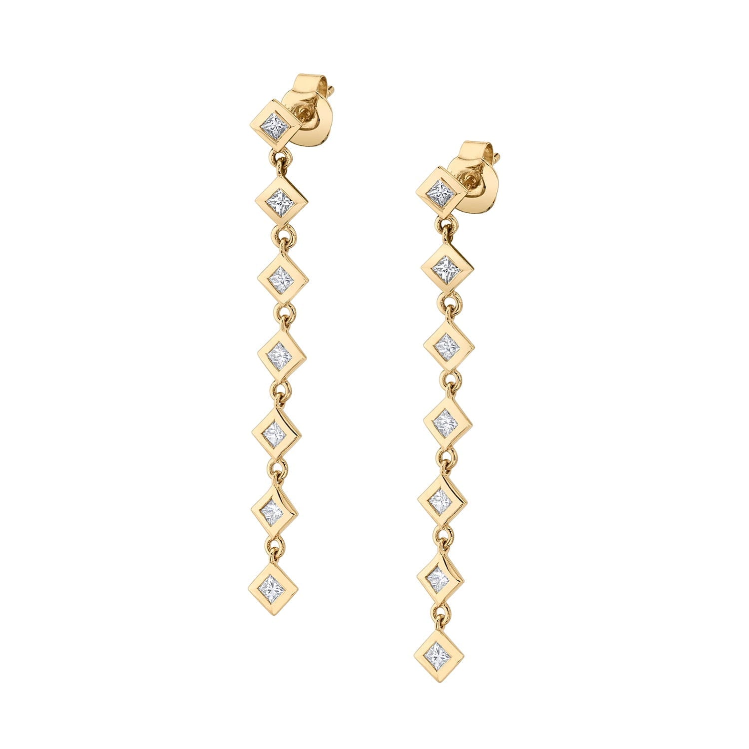 Princess Bezel Tennis Earrings